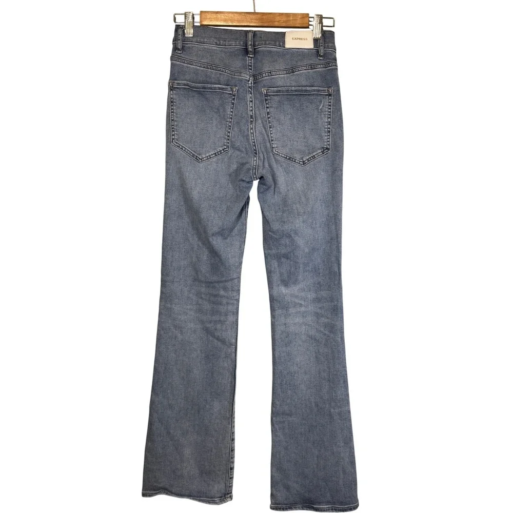 Express High Rise Bootcut Jeans Medium Wash Blue Size 4R Stretch Denim